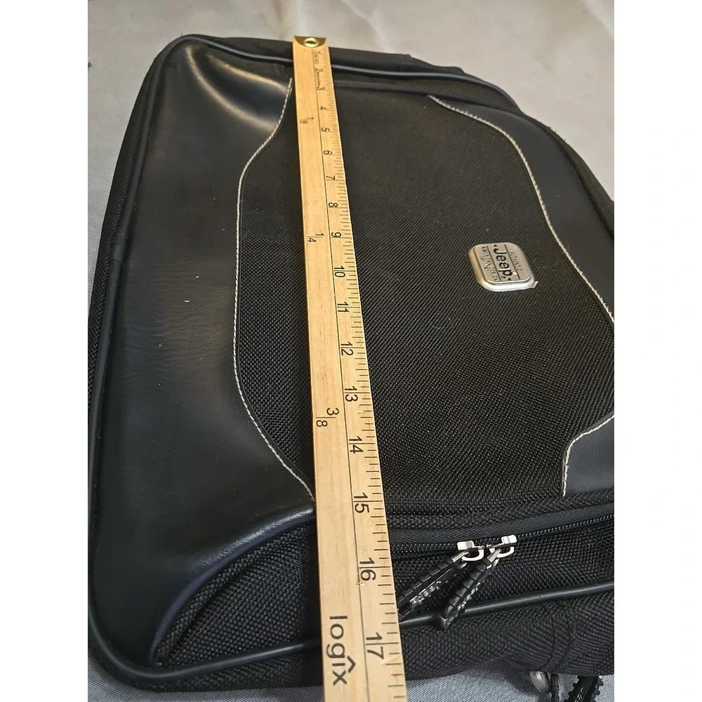 Authentic Jeep Bag Brand Travel Equipment Messenger Black Canvas & Faux Leather